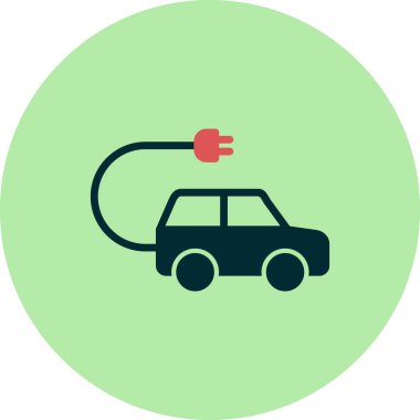 Elektrikli araba. Web simgesi basit illüstrasyon