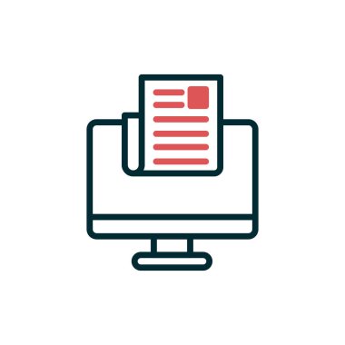 Bilgisayar vektörü ince çizgi simgesi. Haberler 