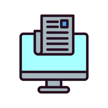 Bilgisayar vektörü ince çizgi simgesi. Haberler 