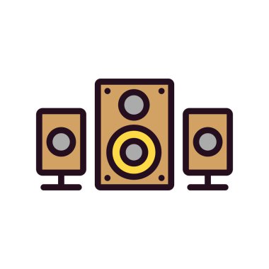 Müzik. Basit web simgesi tasarımı. Konuşmacı