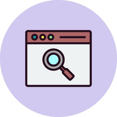 Tarayıcı penceresi. Basit bir çizim. Arama simgesi