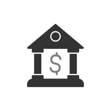 Banka binası simgesi, vektör illüstrasyonu 