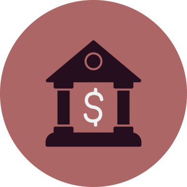 Banka binası simgesi, vektör illüstrasyonu 