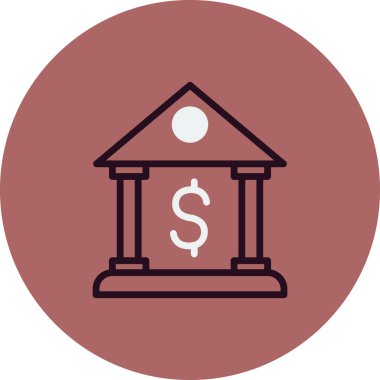 Banka binası simgesi, vektör illüstrasyonu 