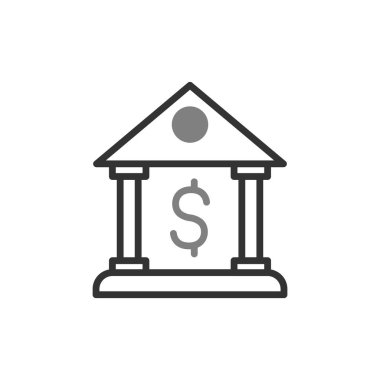 Banka binası simgesi, vektör illüstrasyonu 