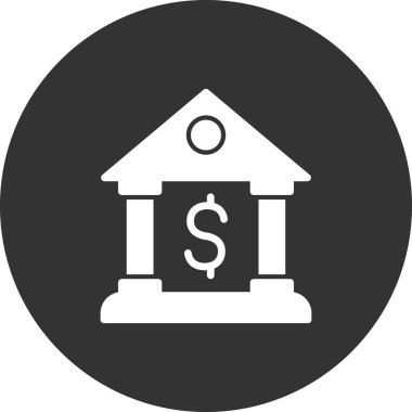 Banka binası simgesi, vektör illüstrasyonu 