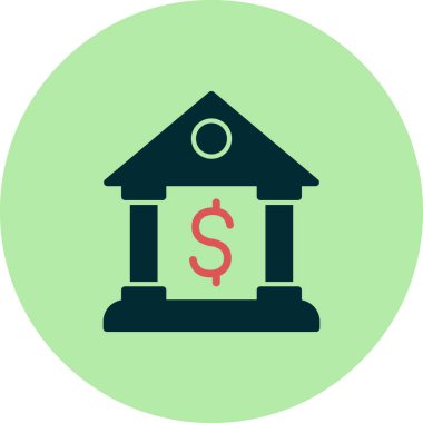 Banka binası simgesi, vektör illüstrasyonu 