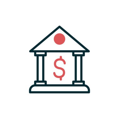 Banka binası simgesi, vektör illüstrasyonu 