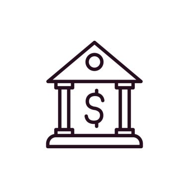 Banka binası simgesi, vektör illüstrasyonu 