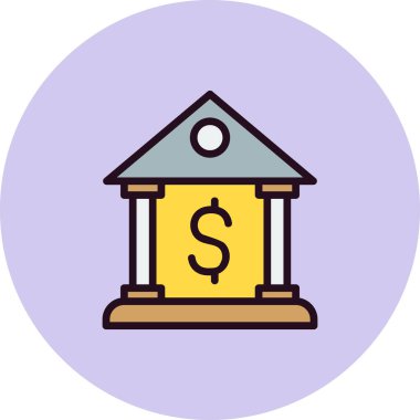 Banka binası simgesi, vektör illüstrasyonu 