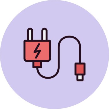 Tak vektör ince çizgi simgesi, Şarj 