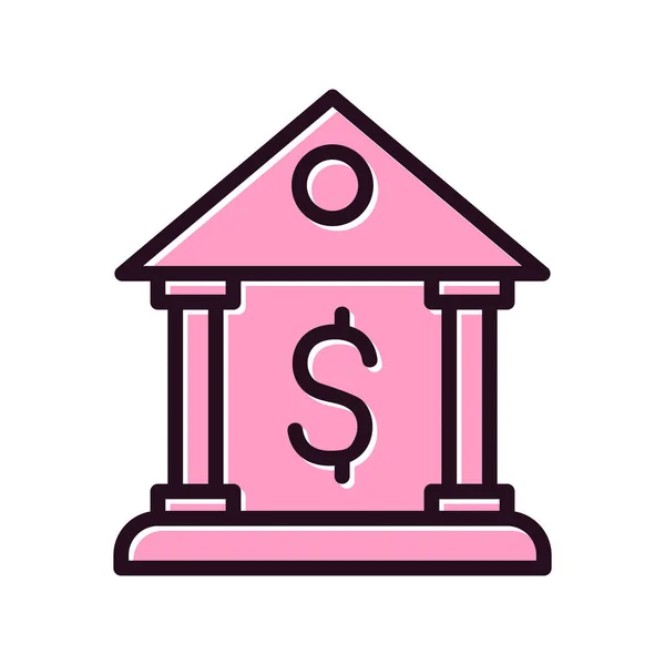 Icona Della Costruzione Della Banca Illustrazione Vettoriale — Vettoriale Stock