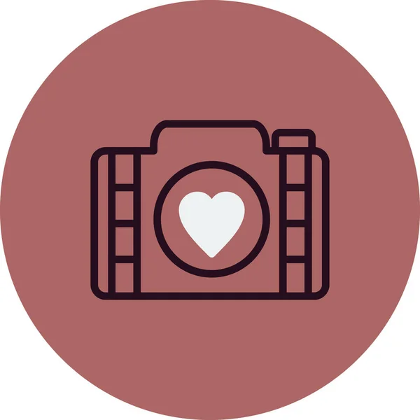 Camera Heart Web Icon Simple Illustration — Διανυσματικό Αρχείο