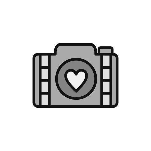 Camera Heart Web Icon Simple Illustration — Διανυσματικό Αρχείο