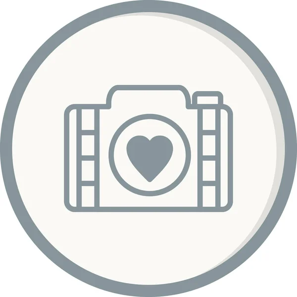 Cámara Corazón Icono Web Ilustración Simple — Vector de stock