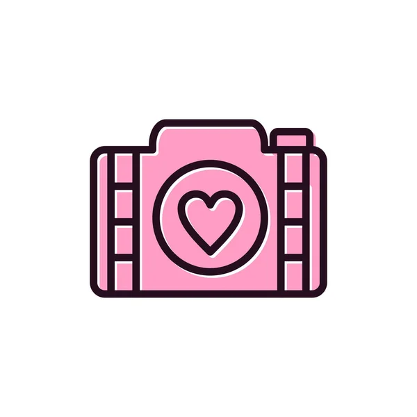 Camera Heart Web Icon Simple Illustration — 图库矢量图片