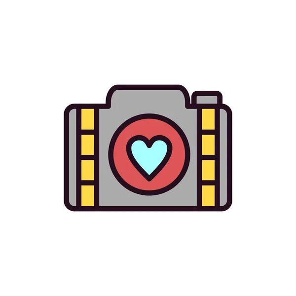 Cámara Corazón Icono Web Ilustración Simple — Vector de stock