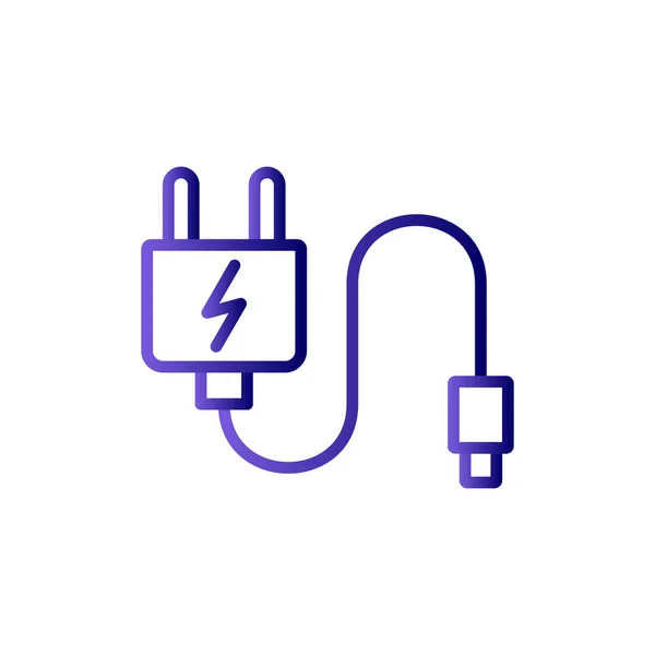 Plug Vector Thin Line Icon Charger — Stock Vector