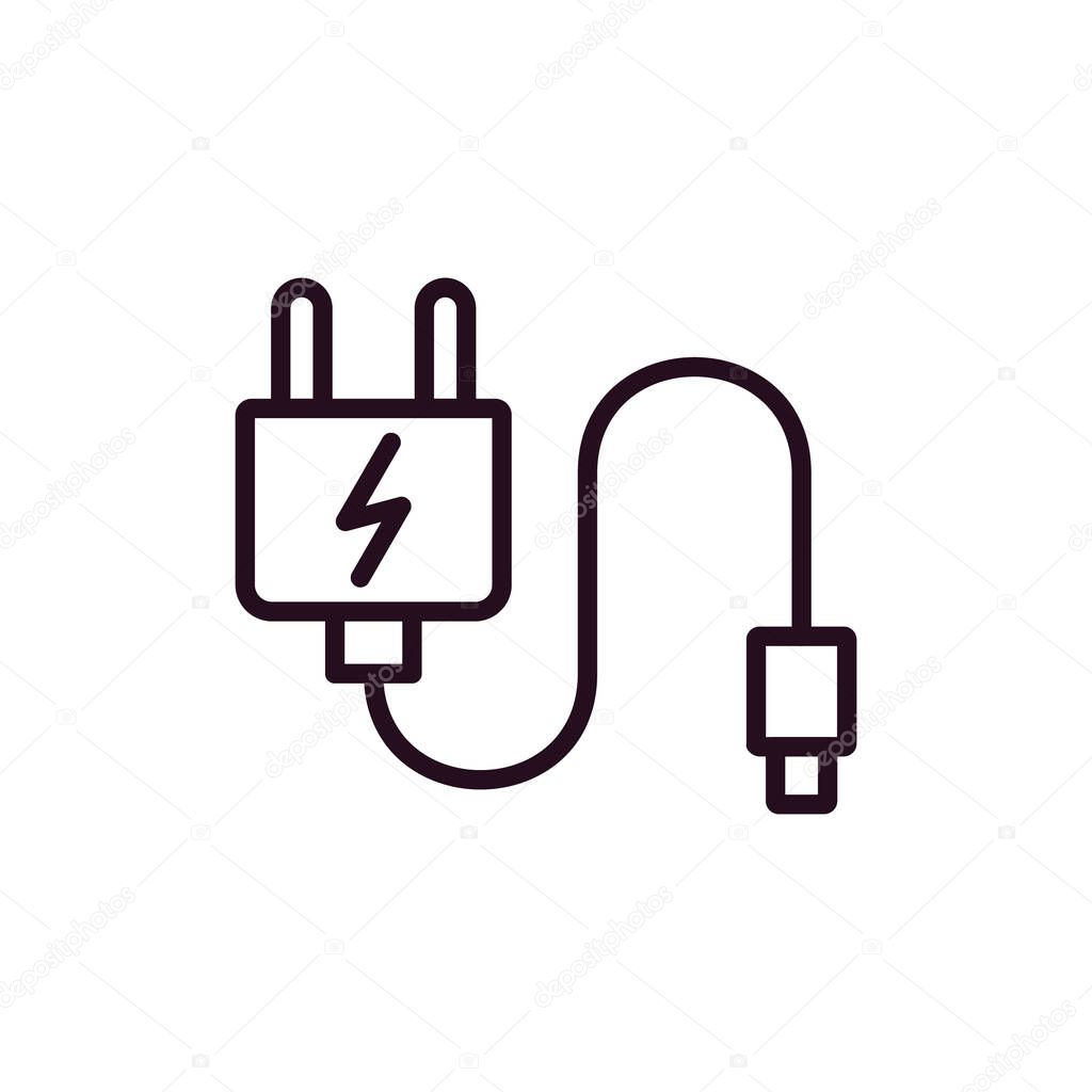 Plug vector thin line icon, Charger
