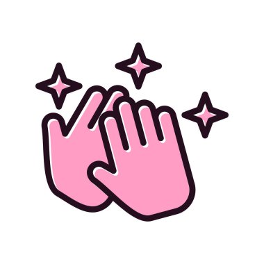 Yıldız ikonuyla el ele tutuşmak. vektör illüstrasyonu