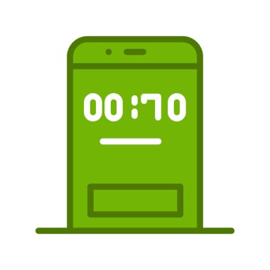 Zamanlayıcılı cep telefonu. Web simgesi basit illüstrasyon 