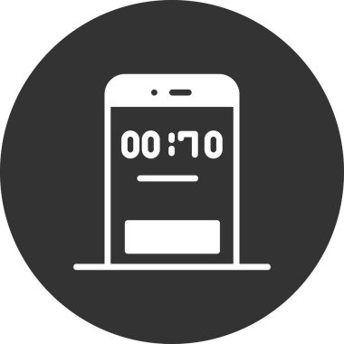 Zamanlayıcılı cep telefonu. Web simgesi basit illüstrasyon 