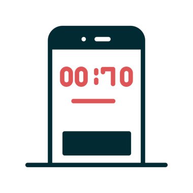 Zamanlayıcılı cep telefonu. Web simgesi basit illüstrasyon 