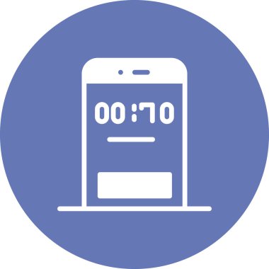 Zamanlayıcılı cep telefonu. Web simgesi basit illüstrasyon 