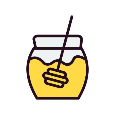 Bal kavanozu vektör simgesi düz biçiminde