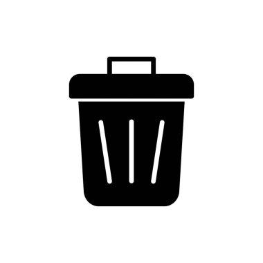 Çöp kutusu simgesi, vektör illüstrasyonu