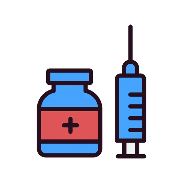 Seringue Médicale Avec Conception Illustration Vectorielle Pilules Injection — Image vectorielle