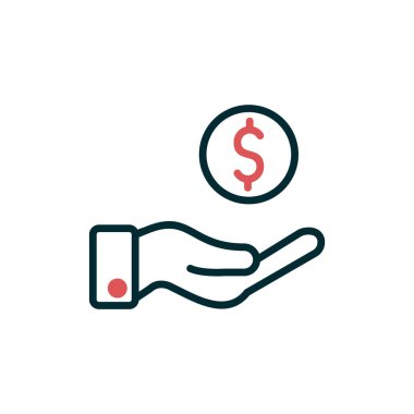 El ve dolar. Web simgesi basit illüstrasyon