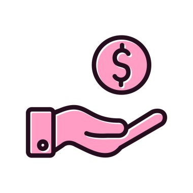 El ve dolar. Web simgesi basit illüstrasyon