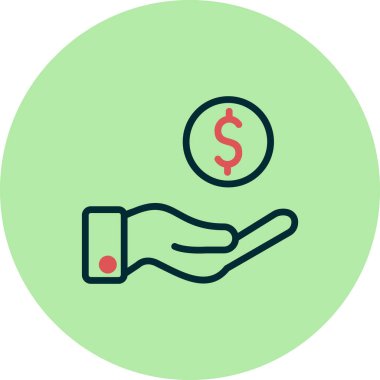 El ve dolar. Web simgesi basit illüstrasyon