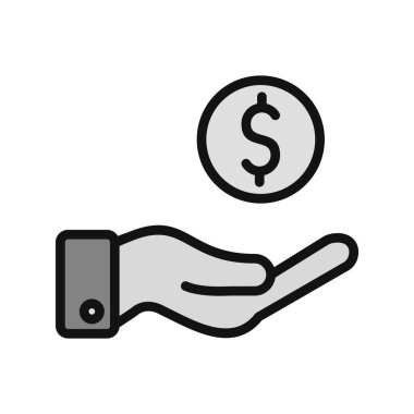 El ve dolar ikon vektör illüstrasyonu