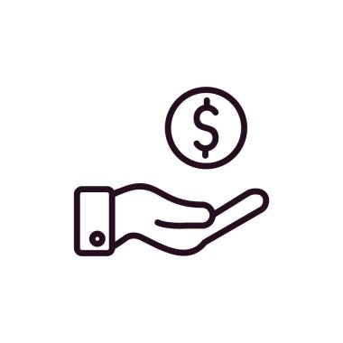 El ve dolar ikon vektör illüstrasyonu