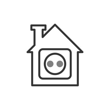 Ev ikonu vektörü. İnce çizgi işareti. İzole edilmiş kontür sembolü gösterimi