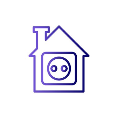 Ev ikonu vektörü. İnce çizgi işareti. İzole edilmiş kontür sembolü gösterimi