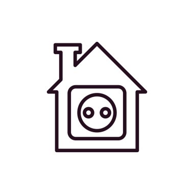 Ev ikonu vektörü. İnce çizgi işareti. İzole edilmiş kontür sembolü gösterimi