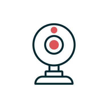 Web kamerası vektör simgesi. İnce çizgi işareti. izole edilmiş sınır sembolü çizimi