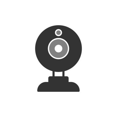 Web ve mobil uygulama tasarımınız için beyaz arkaplanda izole edilmiş webcam simgesi vektörü, video logosu konsepti