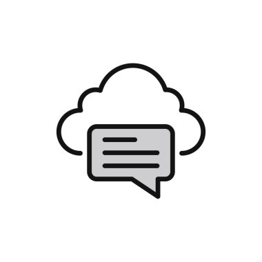 Beyaz arkaplanda izole edilmiş bulut hesaplama simgesi vektörü, şeffaf işaret, satır veya doğrusal kavram sohbet