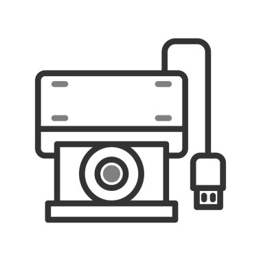 Web ve mobil uygulama tasarımınız için beyaz arkaplanda izole edilmiş kamera simgesi vektörü, video logosu kavramı