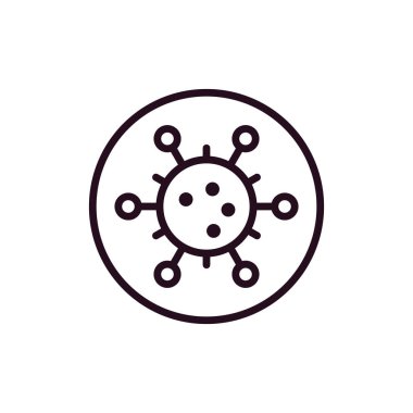 Virüs ikon vektörü. İnce çizgi işareti. izole edilmiş sınır sembolü çizimi