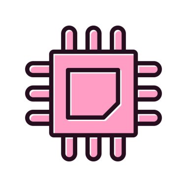 işlemci vektörü ince çizgi simgesi