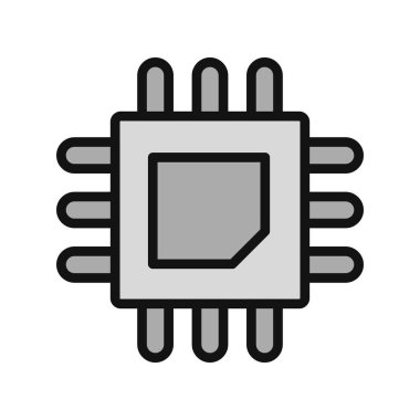 işlemci vektörü ince çizgi simgesi