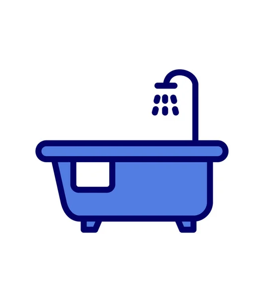 Bathtub Icon Vector Thin Line Sign Isolated Contour Symbol Illustration — Vector de stock