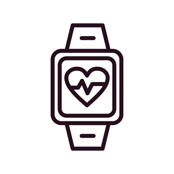 Ícone Linha Fina Vetor Smartwatch — Vetor de Stock