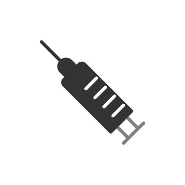 Şırınga ikonu vektörü web ve mobil uygulama tasarımınız için beyaz arkaplanda izole edildi, enjeksiyon logosu kavramı