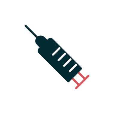 Şırınga ikonu vektörü web ve mobil uygulama tasarımınız için beyaz arkaplanda izole edildi, enjeksiyon logosu kavramı